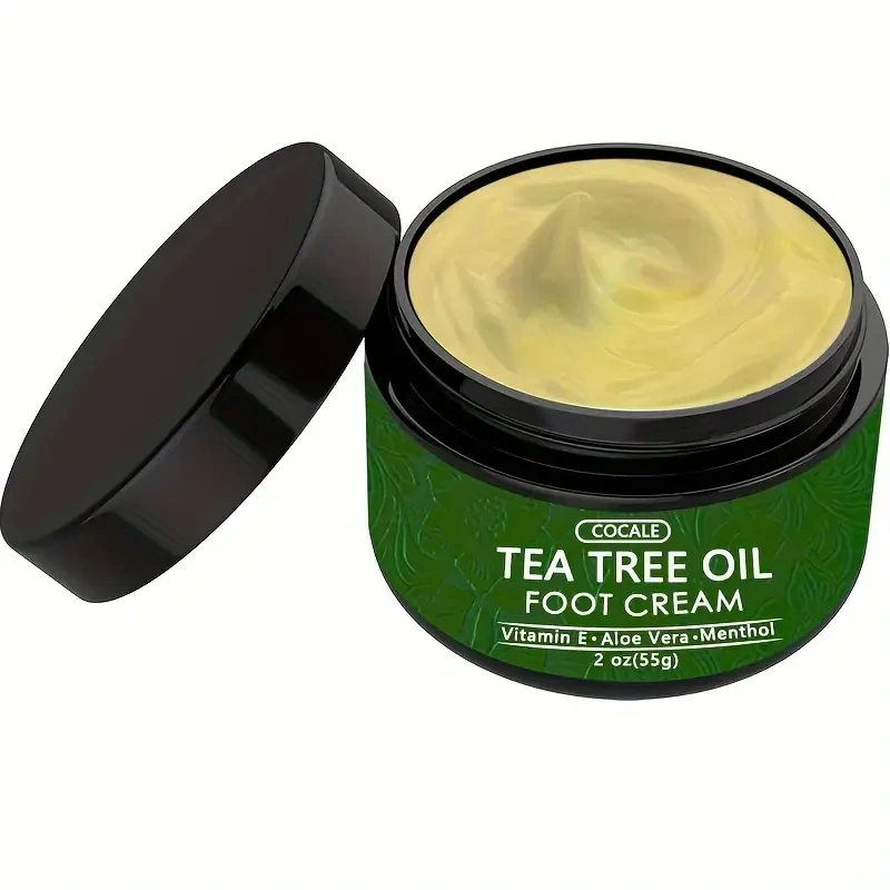 Crema para pies con aceite de árbol de té COCALE - Hidratante y nutritiva con aloe vera, ácido hialurónico y miel, 2 oz