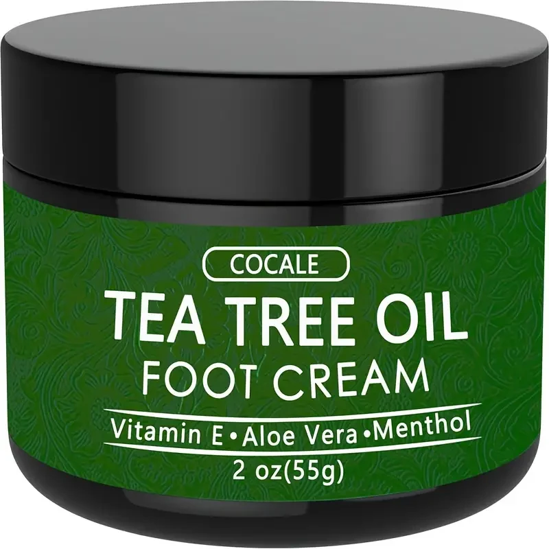 Crema para pies con aceite de árbol de té COCALE - Hidratante y nutritiva con aloe vera, ácido hialurónico y miel, 2 oz