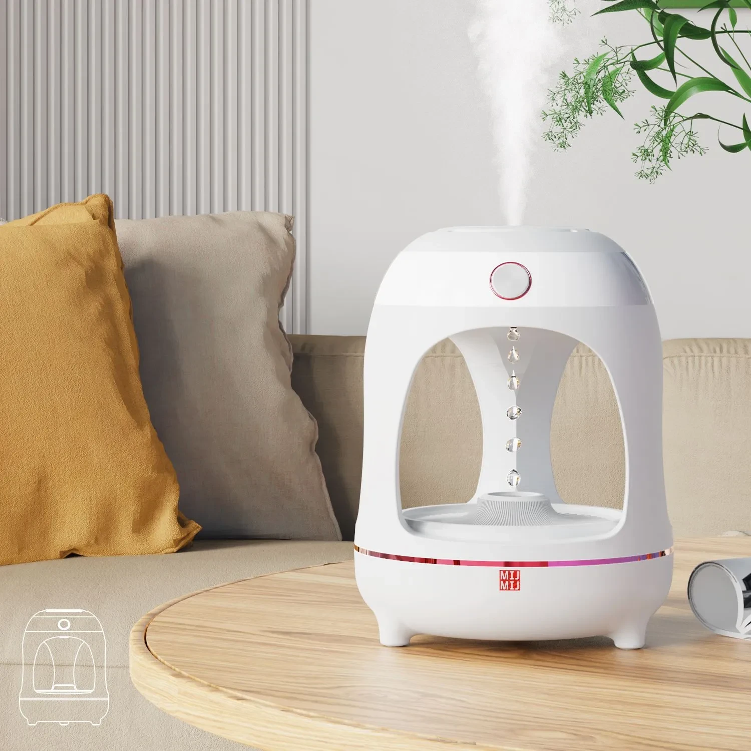 Humidificador de gotas de agua levitantes antigravedad, fuente de agua, luz nocturna LED, purificador de aire, atomización, lámpara decorativa de escritorio