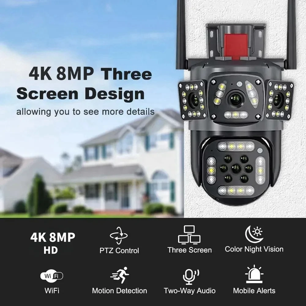 Cámara de seguridad inalámbrica WiFi HD impermeable para exteriores