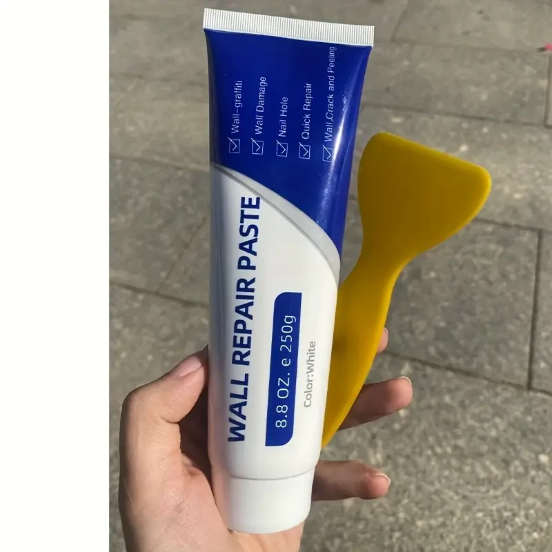 Kit de masilla reparadora de paredes con raspador: solución rápida y sencilla para paredes del hogar, abolladuras de yeso y rayones de madera (250 g)