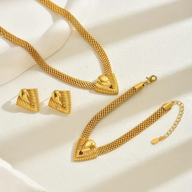 Elegante conjunto de 3 piezas de joyería para mujer - Forma de V