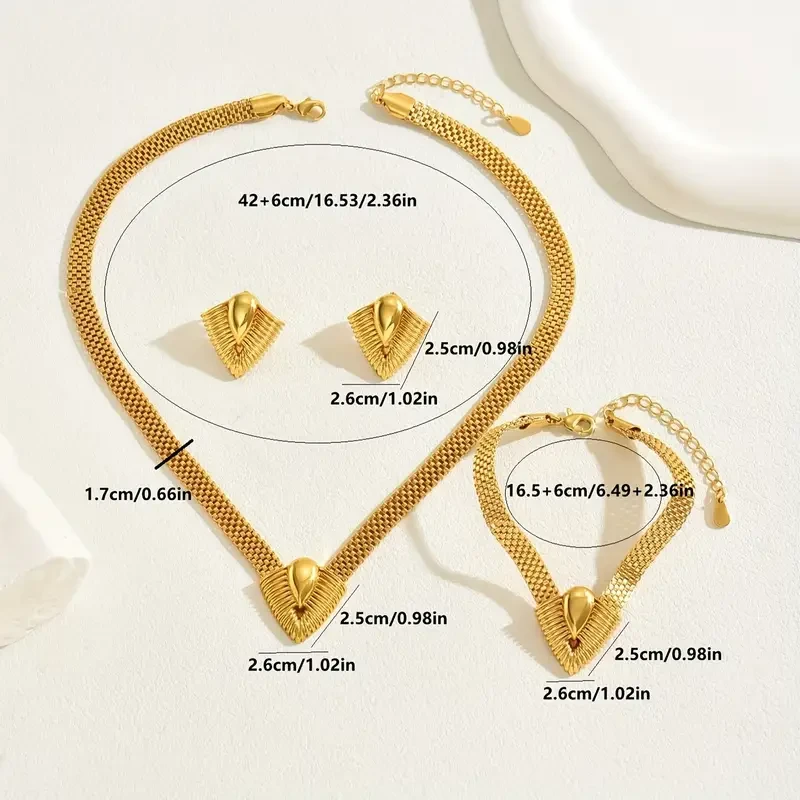 Elegante conjunto de 3 piezas de joyería para mujer - Forma de V