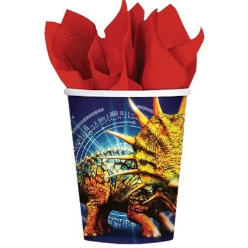 Paquete de 8 vasos de papel Jurassic World de 266 ml