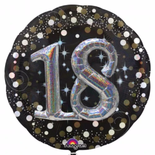 Forma 18 Brillante Cumpleaños Holográfico 3D Multi