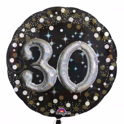 Forma 30 Brillante Cumpleaños Holográfico 3D Multi