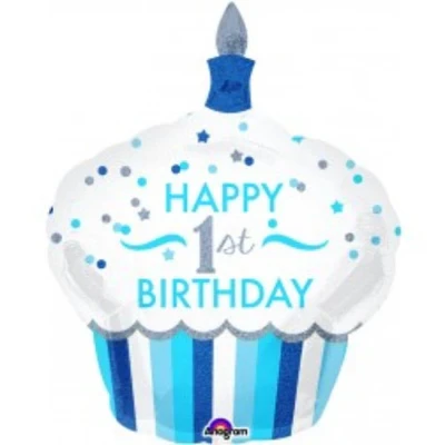 Forma Feliz 1er Cumpleaños Cupcake Niño
