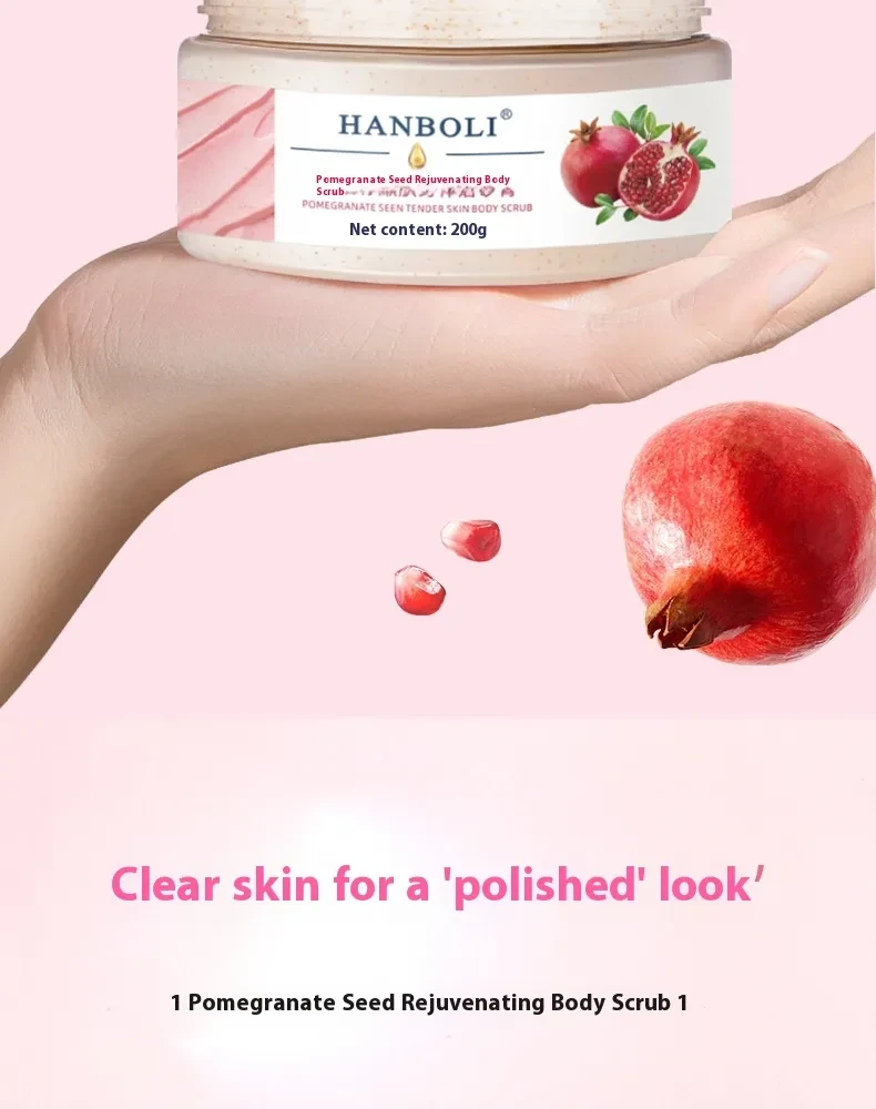 Exfoliante corporal rejuvenecedor de piel con semillas de granada