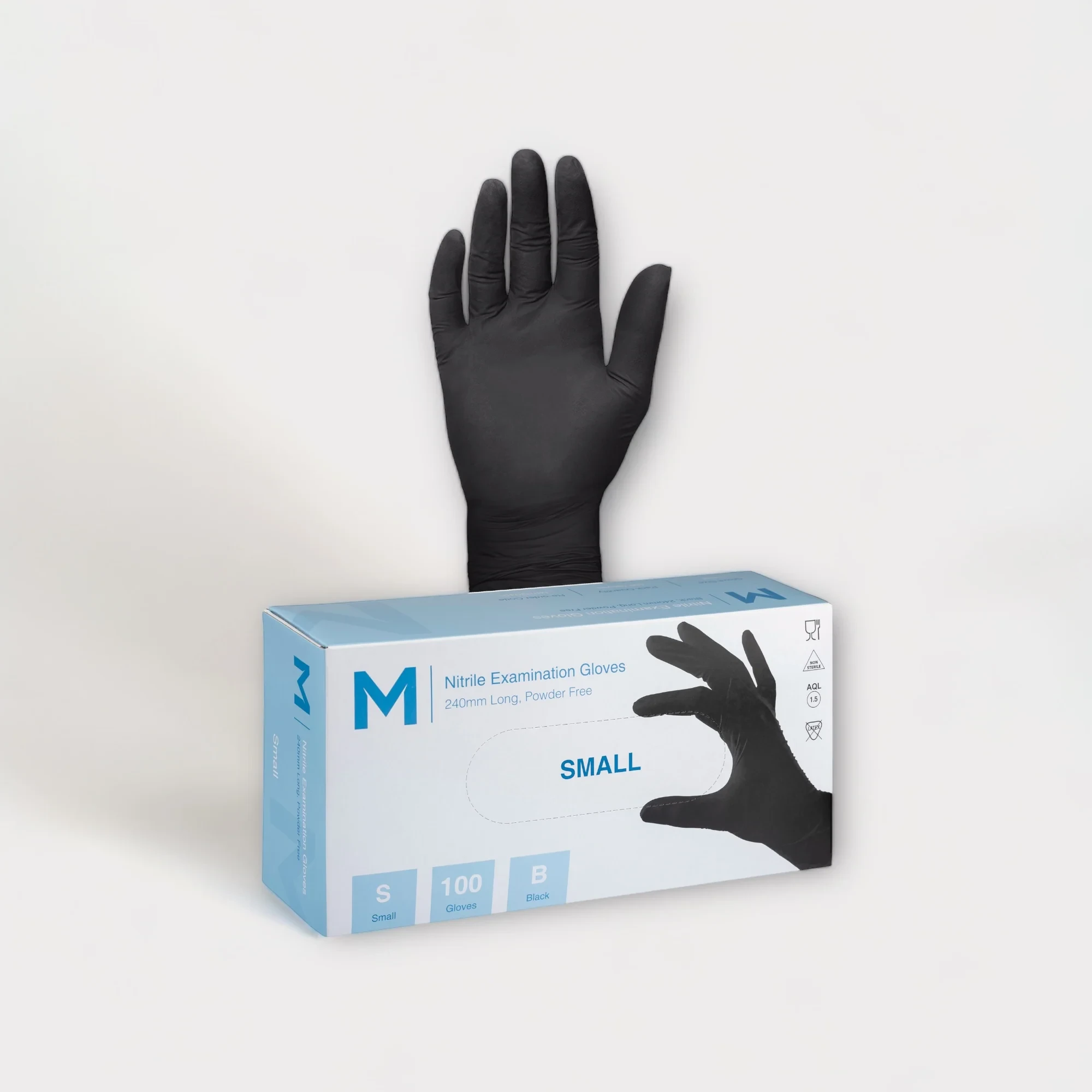 M Nitrile – Powder Free Gloves – Examination Gloves – Black – 100pc