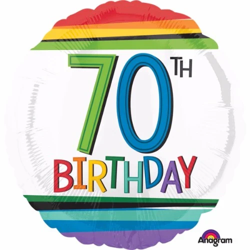 Globo 45cm 70 cumpleaños Rayas Arcoiris