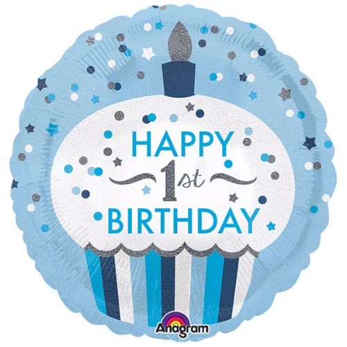 Globo 45cm Feliz 1er Cumpleaños Cupcake Niño
