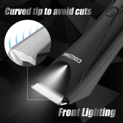 Recortadora corporal inalámbrica 9 en 1 para rostro y cabello con 8 herramientas, accesorios enjuagables, 60 minutos de autonomía, color negro