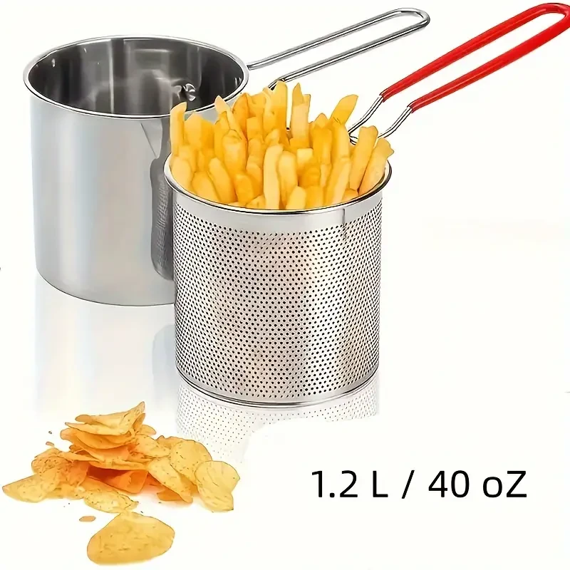 Mini freidora de acero inoxidable con filtro de aceite: compatible con inducción, portátil y de bajo consumo.