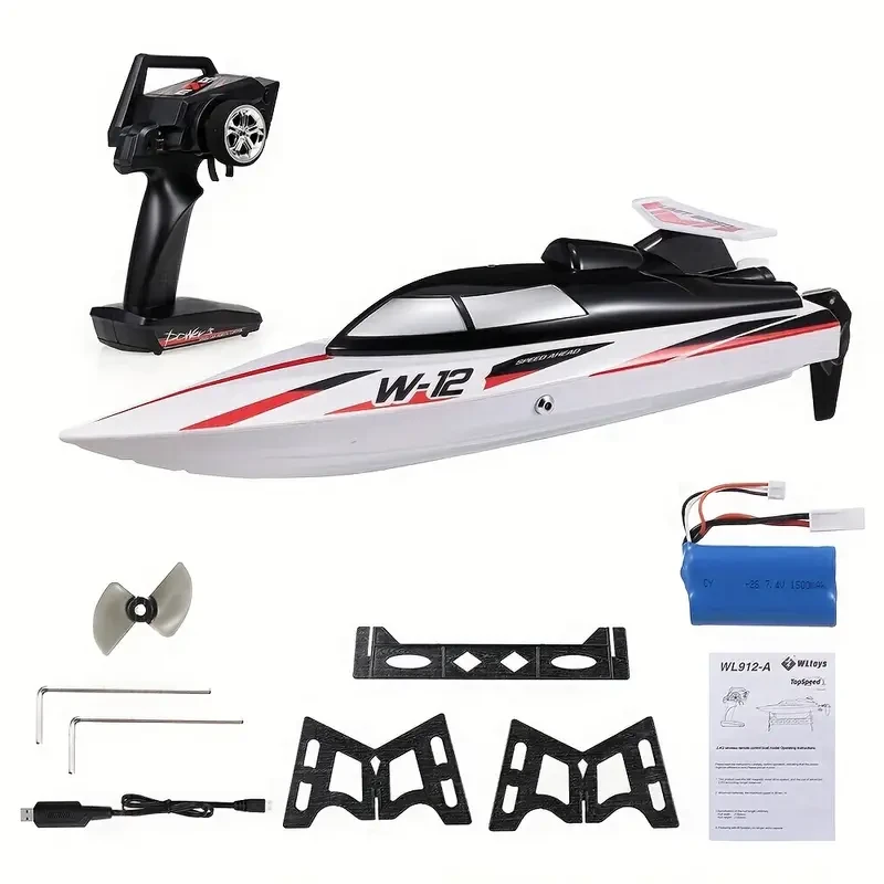 Barco RC WLtoys WL912-A: Lancha de carreras de alta velocidad de 2,4 G y 35 km/h con protección antivuelco