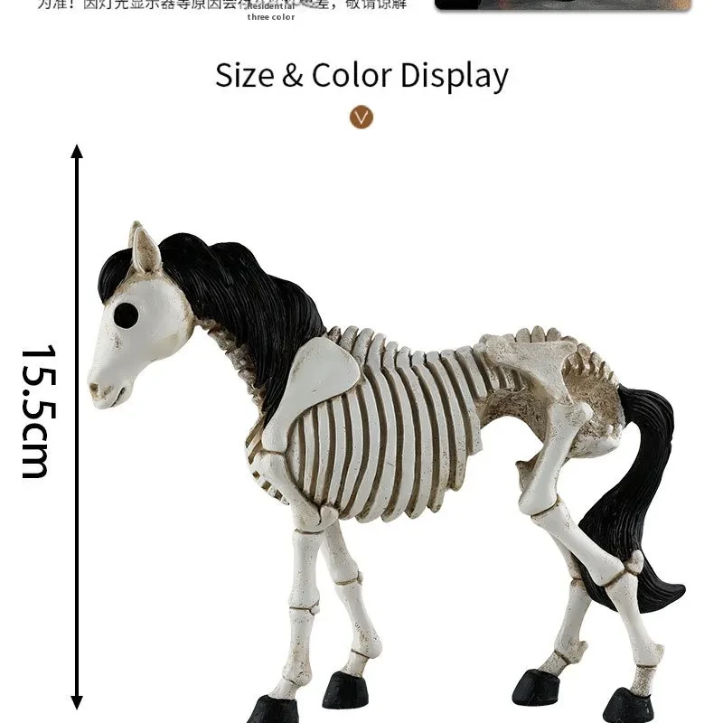 Adorno de resina con forma de calavera y caballo para Halloween