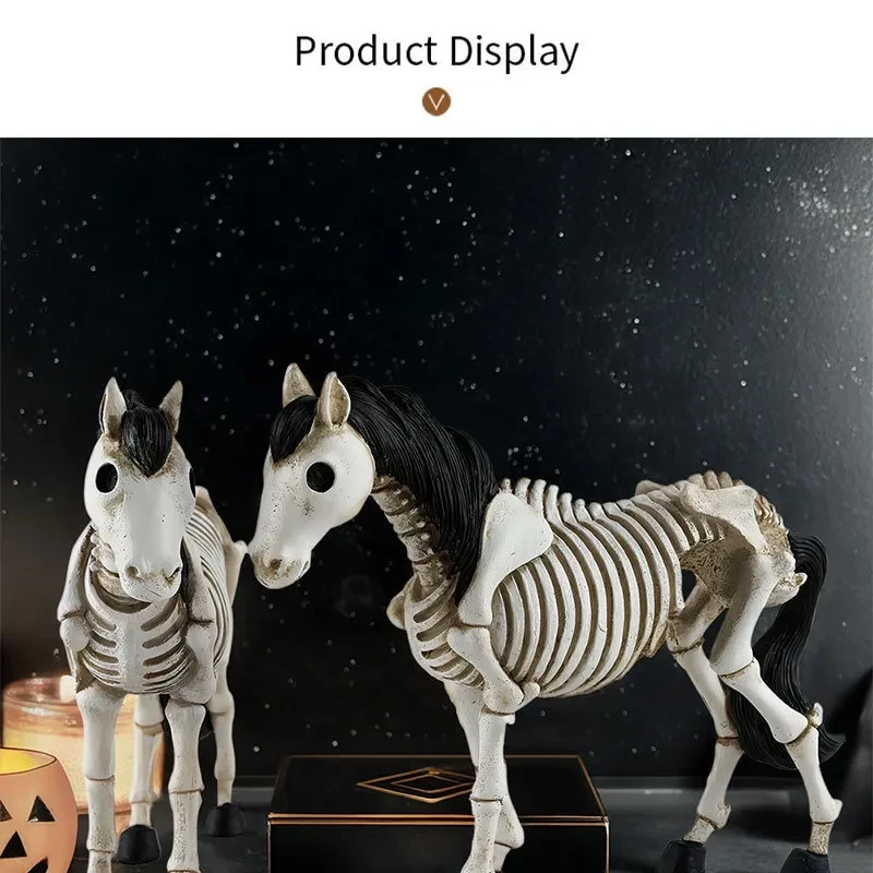Adorno de resina con forma de calavera y caballo para Halloween