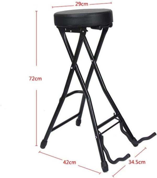 Taburete de guitarra plegable con soporte integrado, asiento portátil para músicos