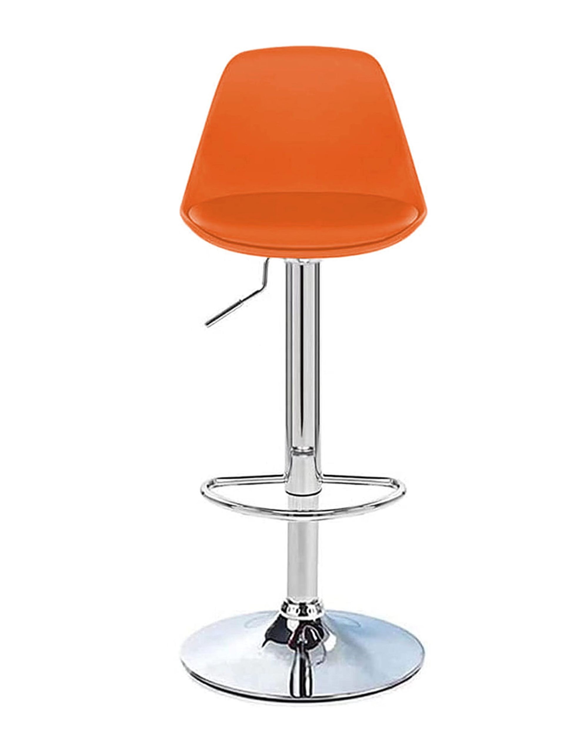 Taburete de bar cromado ajustable con asiento naranja - Diseño giratorio moderno