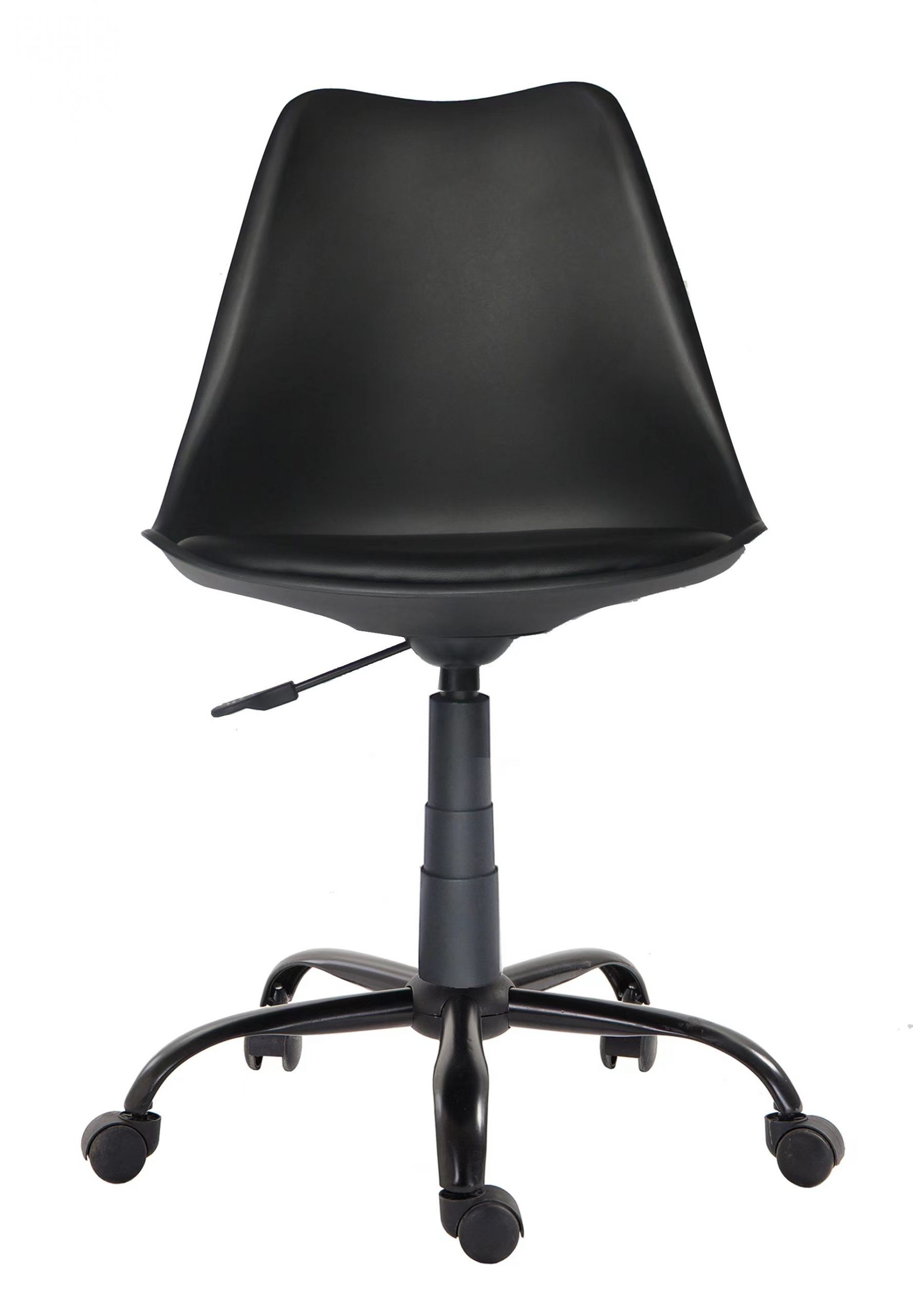 Silla de oficina ergonómica ajustable con asiento negro: diseño elegante para el hogar y el trabajo.