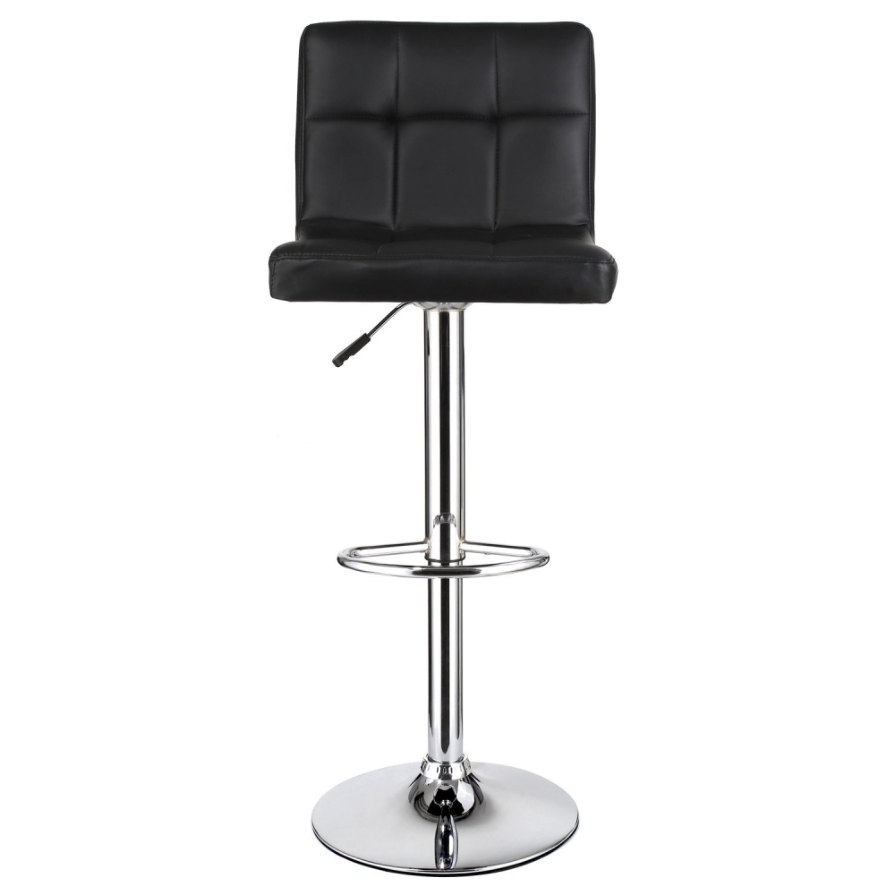 Juego de 4 taburetes de bar ajustables con asientos acolchados negros - Diseño giratorio moderno