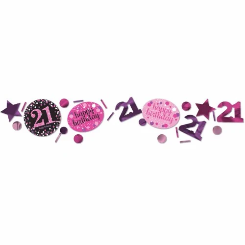 Confeti de feliz cumpleaños rosa brillante 21