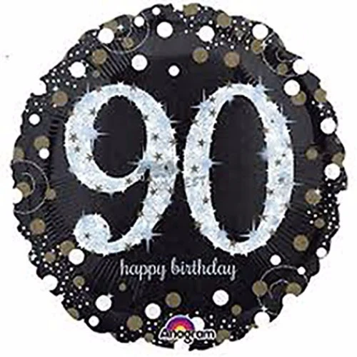 Holográfico brillante de feliz cumpleaños de 45 cm con texto en inglés "90th Birthday"