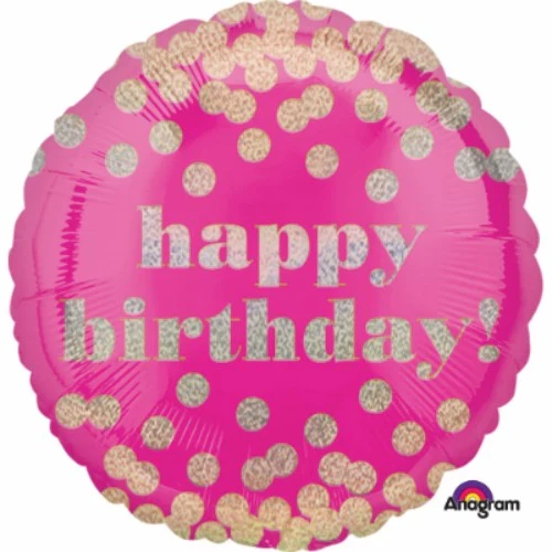 Feliz cumpleaños Dotty Gold Holográfico de 45 cm