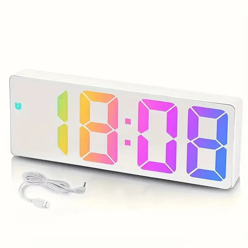 Reloj despertador de mesa con espejo LED