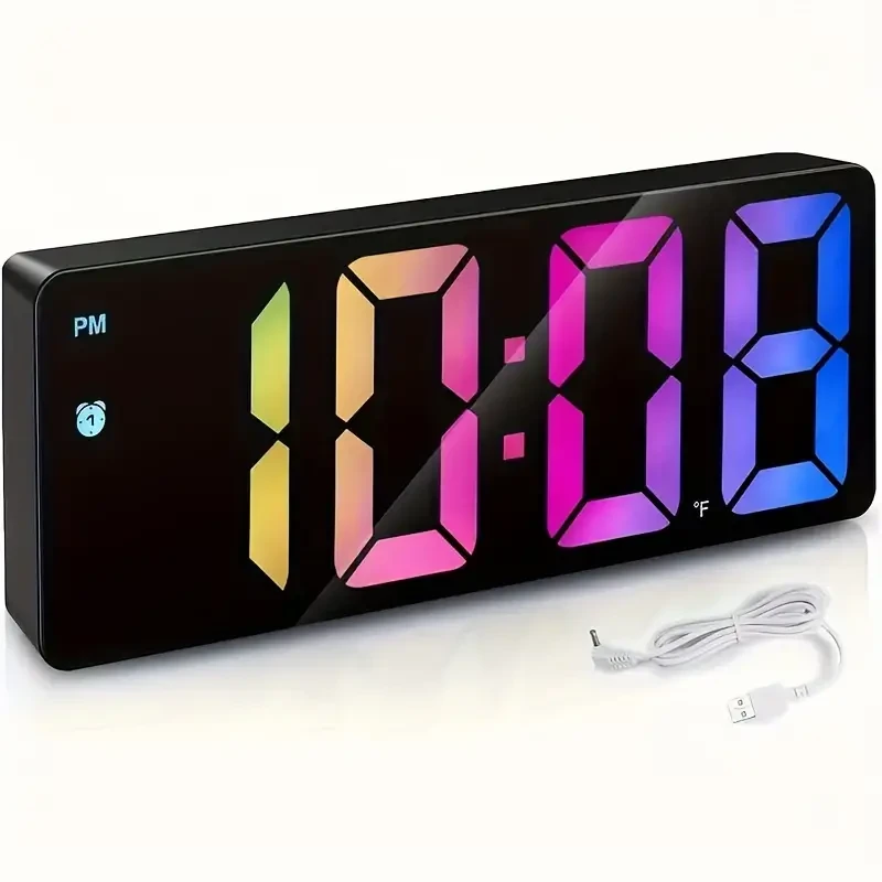 Reloj despertador de mesa con espejo LED