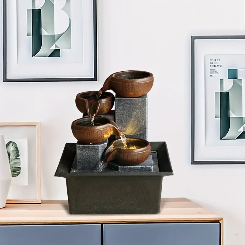 Fuente de mesa con cuencos escalonados de resina