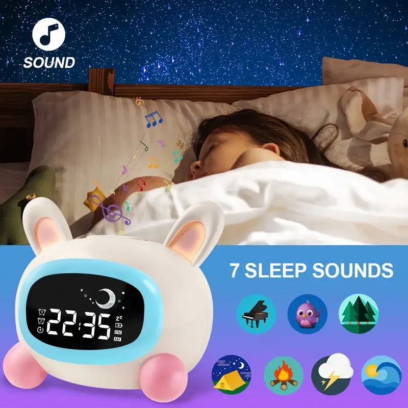 Lindo despertador con música para entrenar el sueño de un conejo