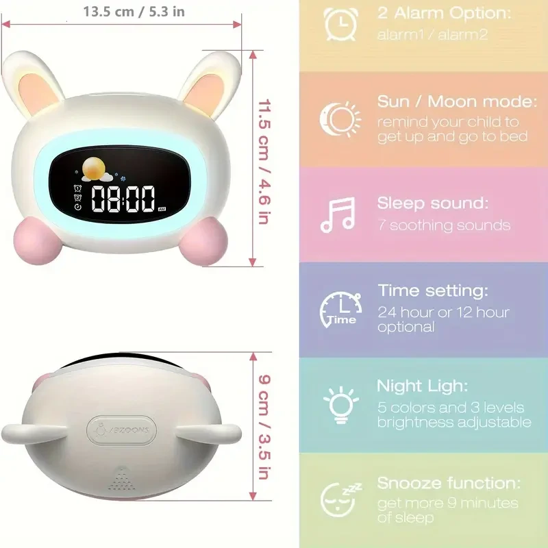 Lindo despertador con música para entrenar el sueño de un conejo