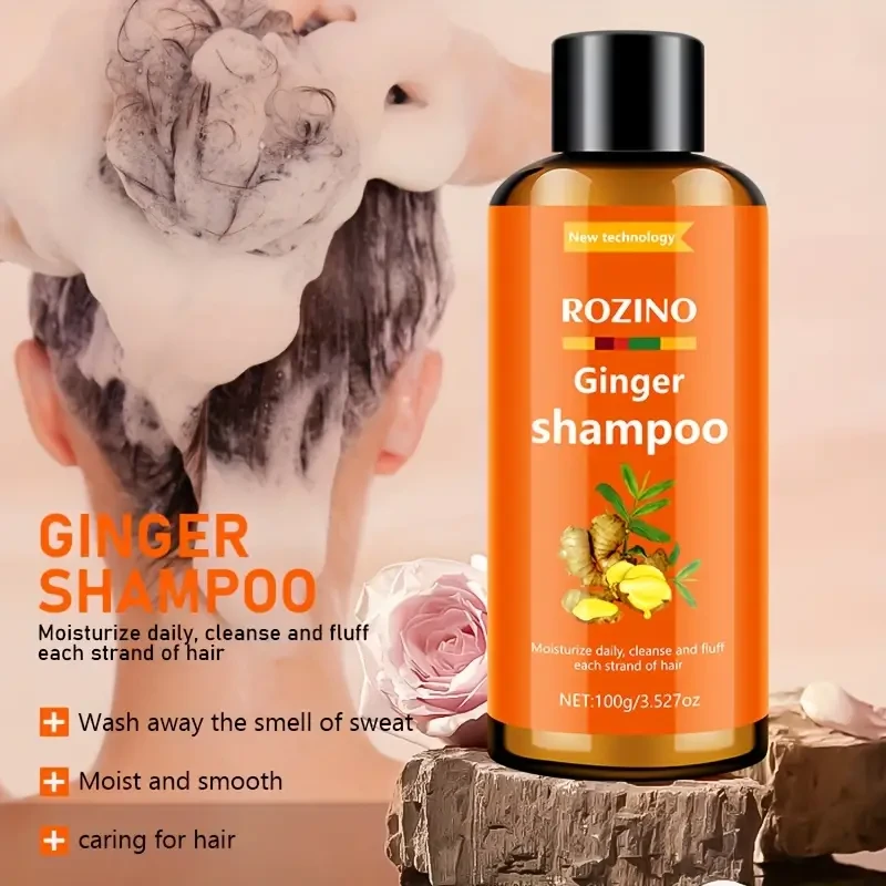 Set de champú y acondicionador de jengibre ROZINO: hidratación y limpieza profunda para un cabello suave y sedoso.
