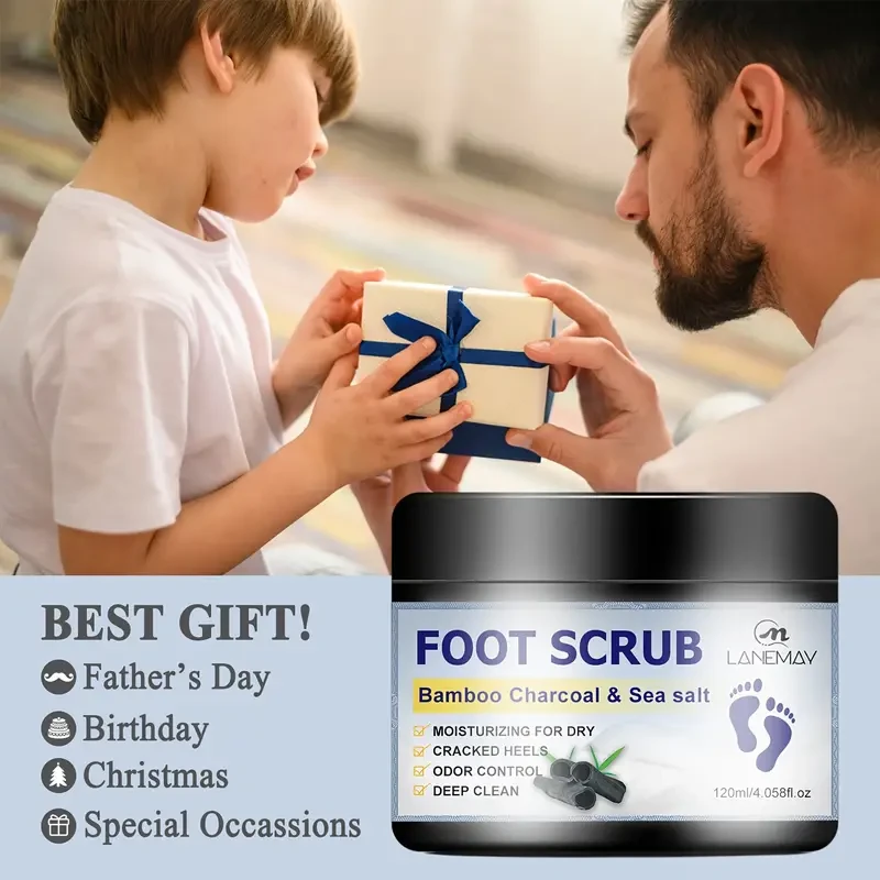 Exfoliante para pies Lanemay de carbón de bambú y sal marina: tratamiento exfoliante hipoalergénico para talones secos y agrietados