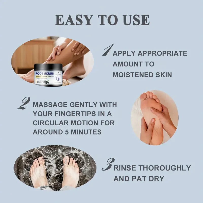 Exfoliante para pies Lanemay de carbón de bambú y sal marina: tratamiento exfoliante hipoalergénico para talones secos y agrietados