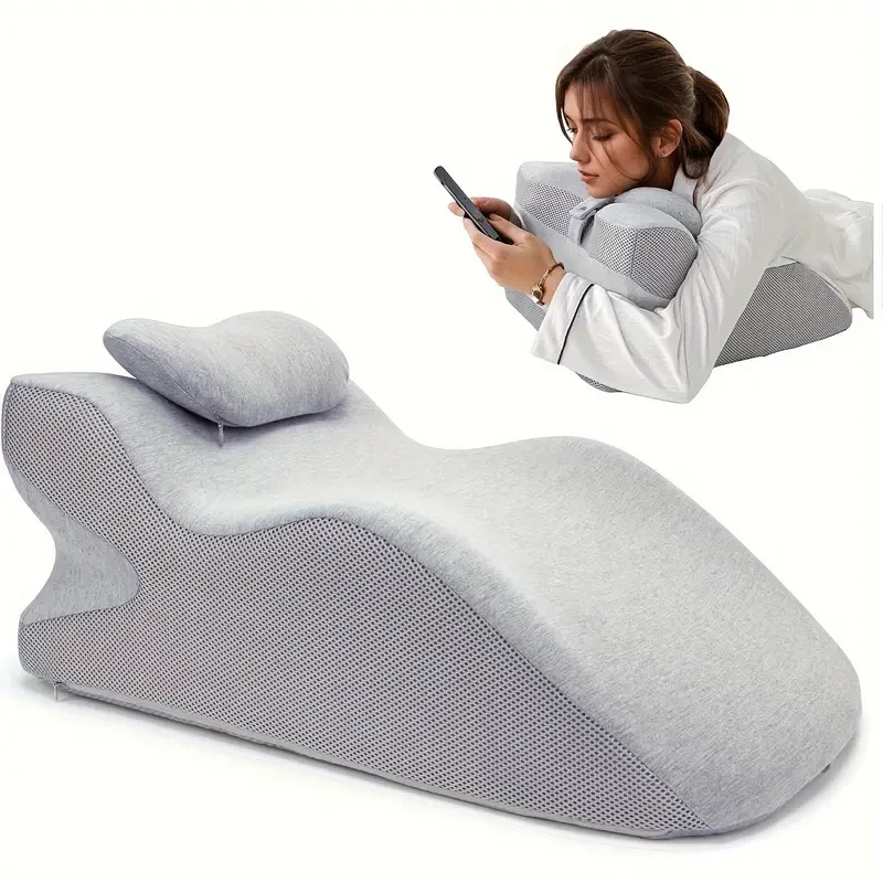 Almohada ergonómica de espuma viscoelástica en forma de cuña con reposacabezas