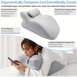 Almohada ergonómica de espuma viscoelástica en forma de cuña con reposacabezas