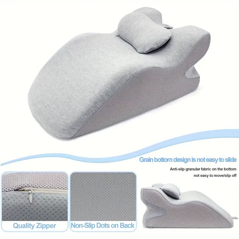 Almohada ergonómica de espuma viscoelástica en forma de cuña con reposacabezas