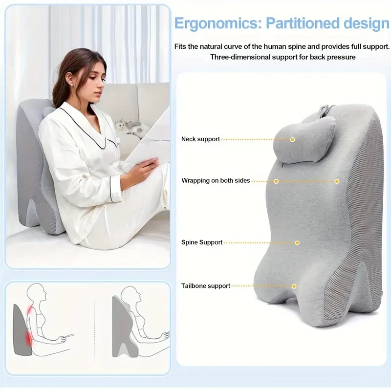 Almohada ergonómica de espuma viscoelástica en forma de cuña con reposacabezas