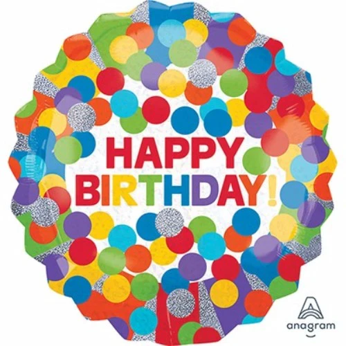 Forma Feliz Cumpleaños Arcoíris Puntos Holográficos