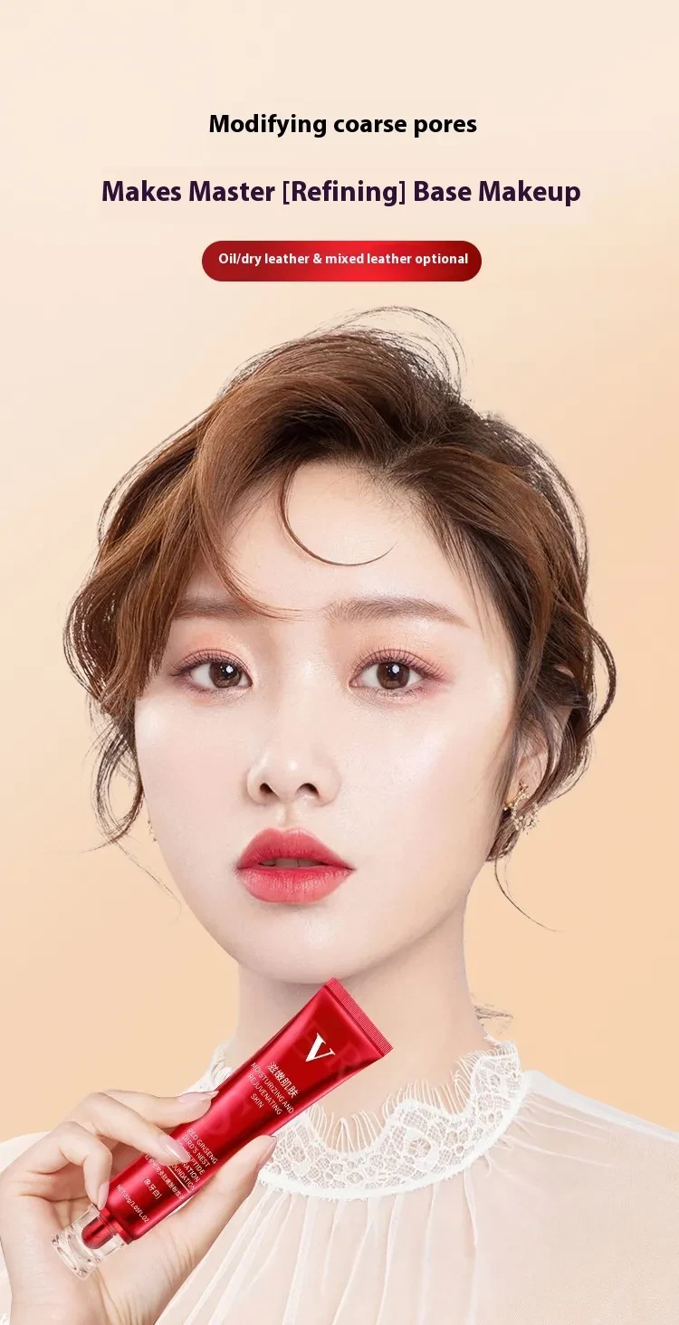 Base de maquillaje líquida para rejuvenecimiento de la piel con ginseng rojo
