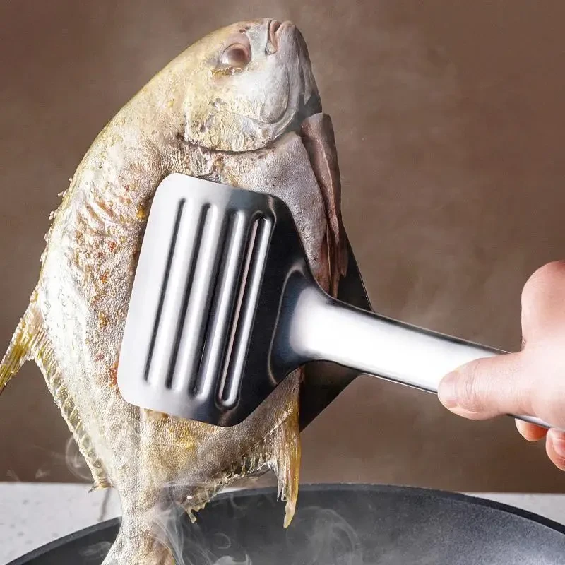 Espátula de acero inoxidable para pescado - Pinzas metálicas para barbacoa y pinza para bistec