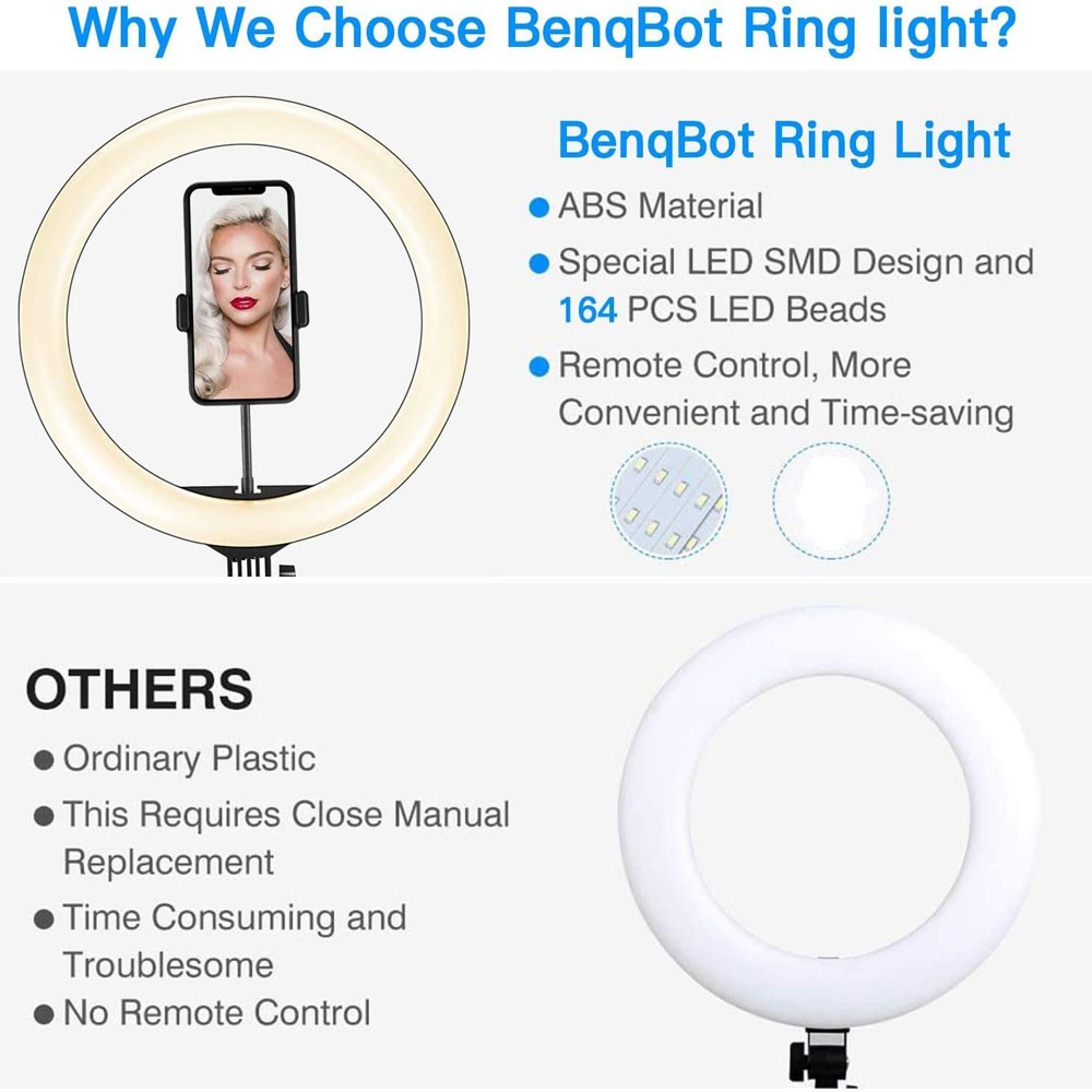 Compatible con Apple, luz de video, luz regulable, anillo de luz LED para selfies, anillo de luz USB, con luz de marco para trípode