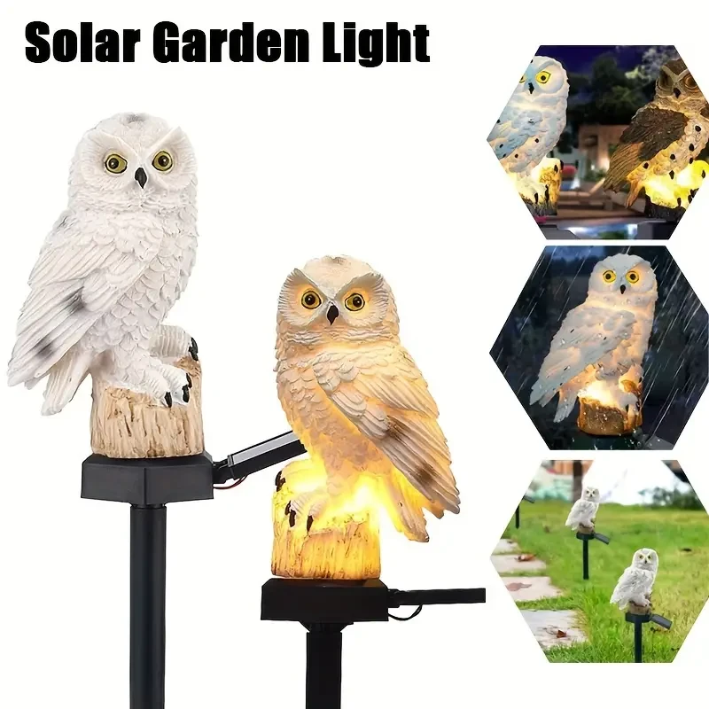 Lámpara solar de búho para jardín: lámpara LED para césped para decoración de exteriores