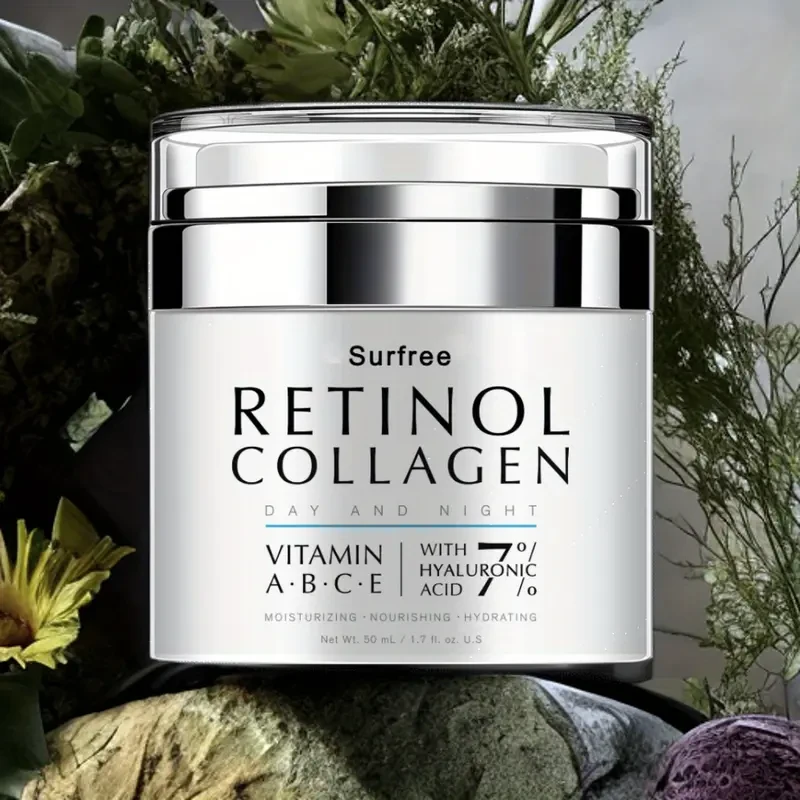 Crema de retinol de 50 ml: hidratante de día y de noche con colágeno y vitamina C para pieles sensibles.