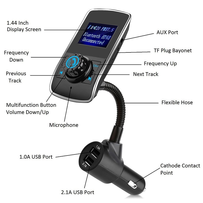 Transmisor FM Bluetooth para coche, reproductor MP3 y tarjeta Bluetooth para coche