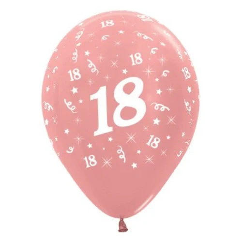 Globos de 18 años en color oro rosa metalizado - Paquete de 6