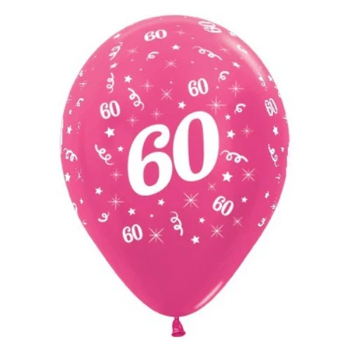 Globos 60 años Fucsia Metalizado - Paquete de 6