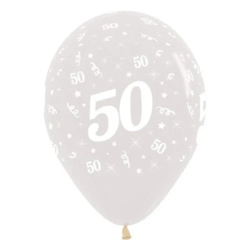 Globos de 50 años, color cristalino, paquete de 6