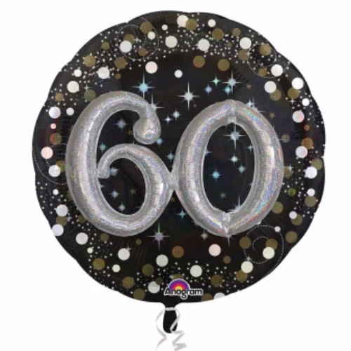 Forma 60 Brillante Cumpleaños Holográfico 3D Multi